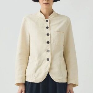 Toast Lagenlook Linen Cotton Neat Lightweight Button Jacket Size UK 6 US 2 Creme